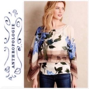 Anthropologie Tiny Floral Tiered Blouse Size L
